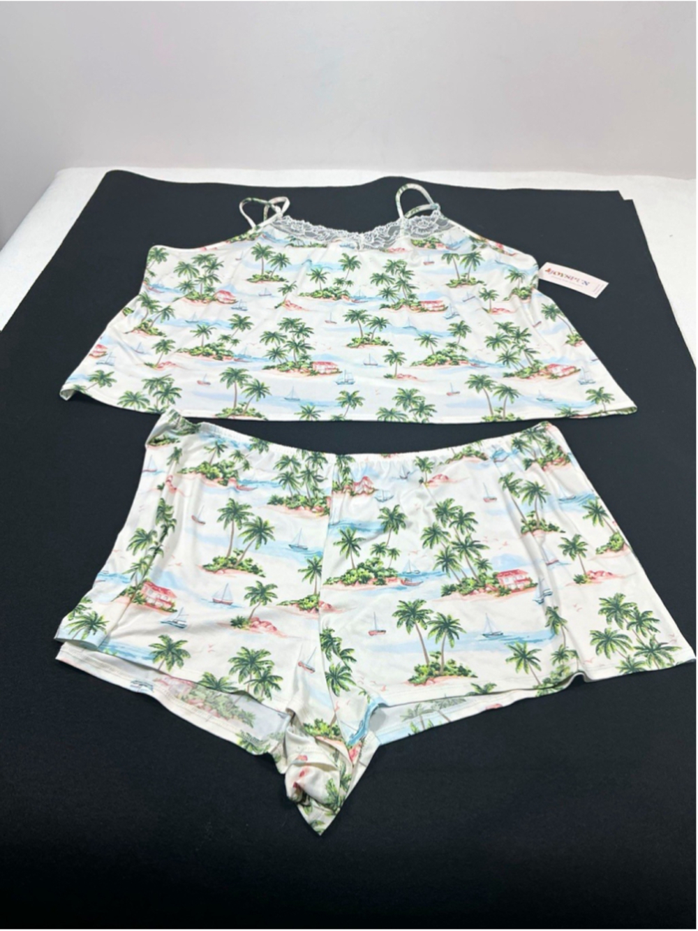 Joyspun Dreamy Soft Womens Plus 3X Tropical Cami & Shorts Pajama Set Lace